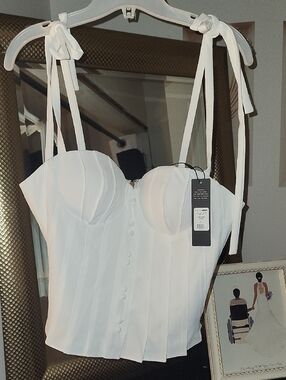 Brides Wanted White Strap Tie Bustier Corset Top
